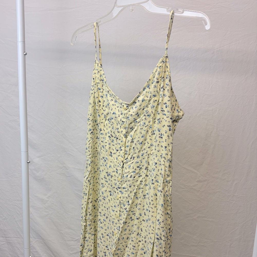 Vintage Yellow Floral Sun Dress, Jersey Material, Arizona Jean Co, Size Large